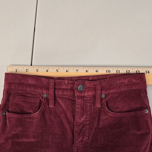 Madewell 10” High Rise Skinny Jeans Womens Red/Burgundy Velvet Size 26 (27 X 27) - Picture 4 of 15